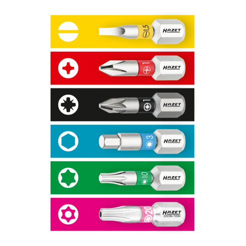 HAZET Bit 2223N-T7H/3, Sechskant massiv 6,3 (1/4 Zoll), Tamper Resistant TORX® Profil, T7H, Anzahl Werkzeuge: 3