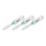 HAZET Bit 2223NSLG-T10/3 ∙ Zeskant massief 6,3 = (1/4 inch) ∙ Binnen-TX-profiel ∙ T10 ∙ Aantal gereedschappen: 3