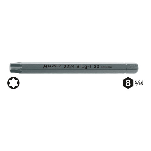 HAZET Bit 2224SLG massief zeskant 5/16" intern TORX® profiel