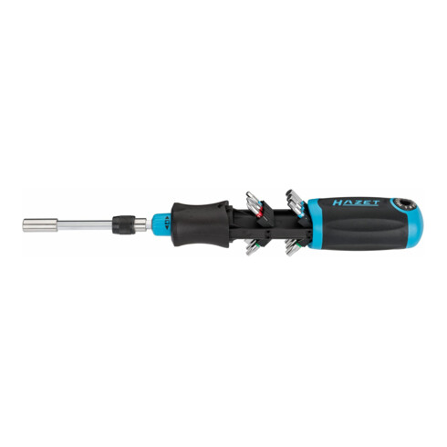 HAZET Bit ratelschroevendraaier 810R-4 ∙ Sleufprofiel, Kruiskop profiel PH, Binnen-zeskant-profiel, Binnen-TX®-profiel, Zeskant hol 6,3 (1/4 inch) ∙ 0,8 x 5,5 ∙ PH1 ∙ PH2 ∙ 3 ∙ 4 ∙ 5 ∙ 6 ∙ T15 ∙ T20 ∙ T25 ∙ T27 ∙ T30 ∙ Aantal gereedschappen: 13