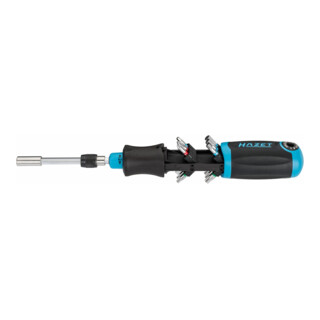 HAZET Bit ratelschroevendraaier 810R-4 ∙ Sleufprofiel, Kruiskop profiel PH, Binnen-zeskant-profiel, Binnen-TX®-profiel, Zeskant hol 6,3 (1/4 inch) ∙ 0,8 x 5,5 ∙ PH1 ∙ PH2 ∙ 3 ∙ 4 ∙ 5 ∙ 6 ∙ T15 ∙ T20 ∙ T25 ∙ T27 ∙ T30 ∙ Aantal gereedschappen: 13