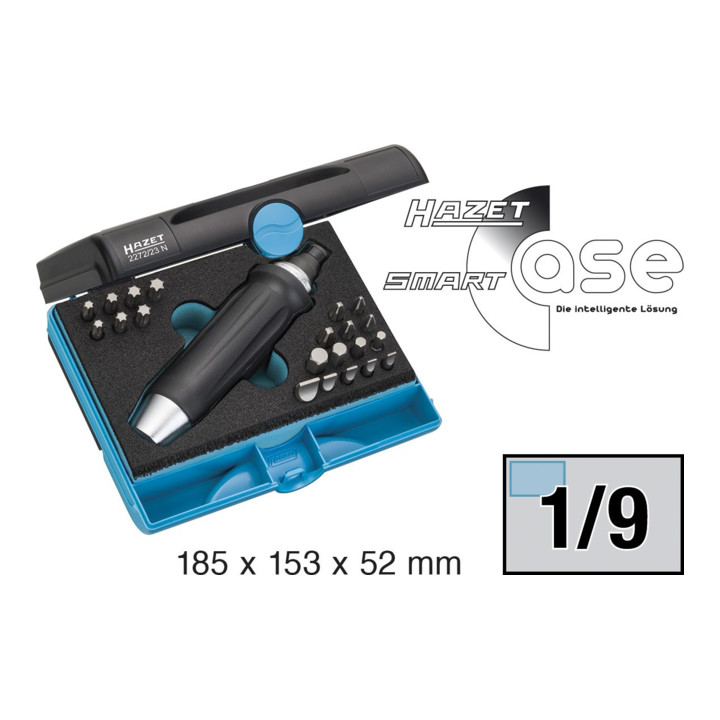 HAZET Bit slagschroevendraaierset 2272/23N zeskant massief 8 (5/16 inch) kruisgleufprofiel PH, inwendig zeskantprofiel, sleufprofiel, inwendig TX-profiel Aantal gereedschappen: 23