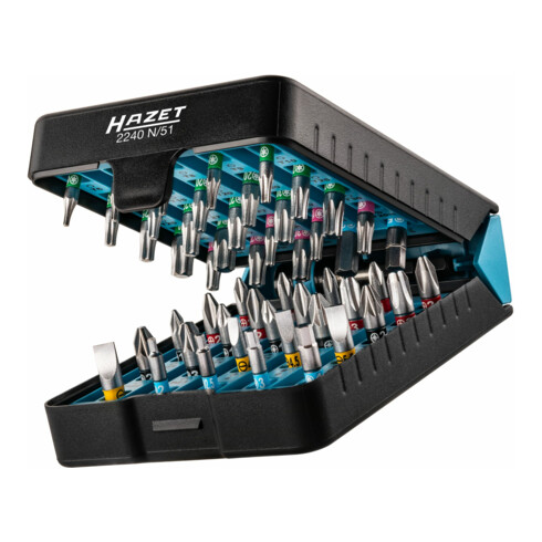 HAZET BitE-Box - Bit-Satz 2240N/51 Pozidriv Profil PZ, Sechskant hohl 6,3 (1/4 Zoll), Kreuzschlitz Profil PH, Tamper Resistant TORX Profil, Innen-Sechskant Profil, Schlitz Profil, Innen TORX Profil Anzahl Wer