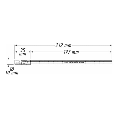 HAZET Bithouder verlengstuk 2239-9 ∙ Zeskant massief 6,3 = (1/4 inch) ∙ Zeskant hol 6,3 (1/4 inch)