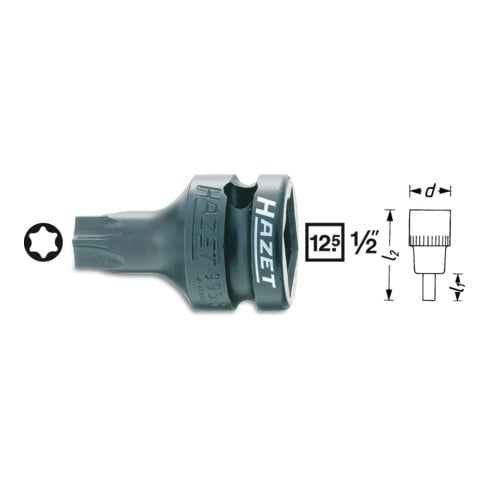 HAZET Inserto per chiavi a bussola a percussione 1/2",  interno TORX®