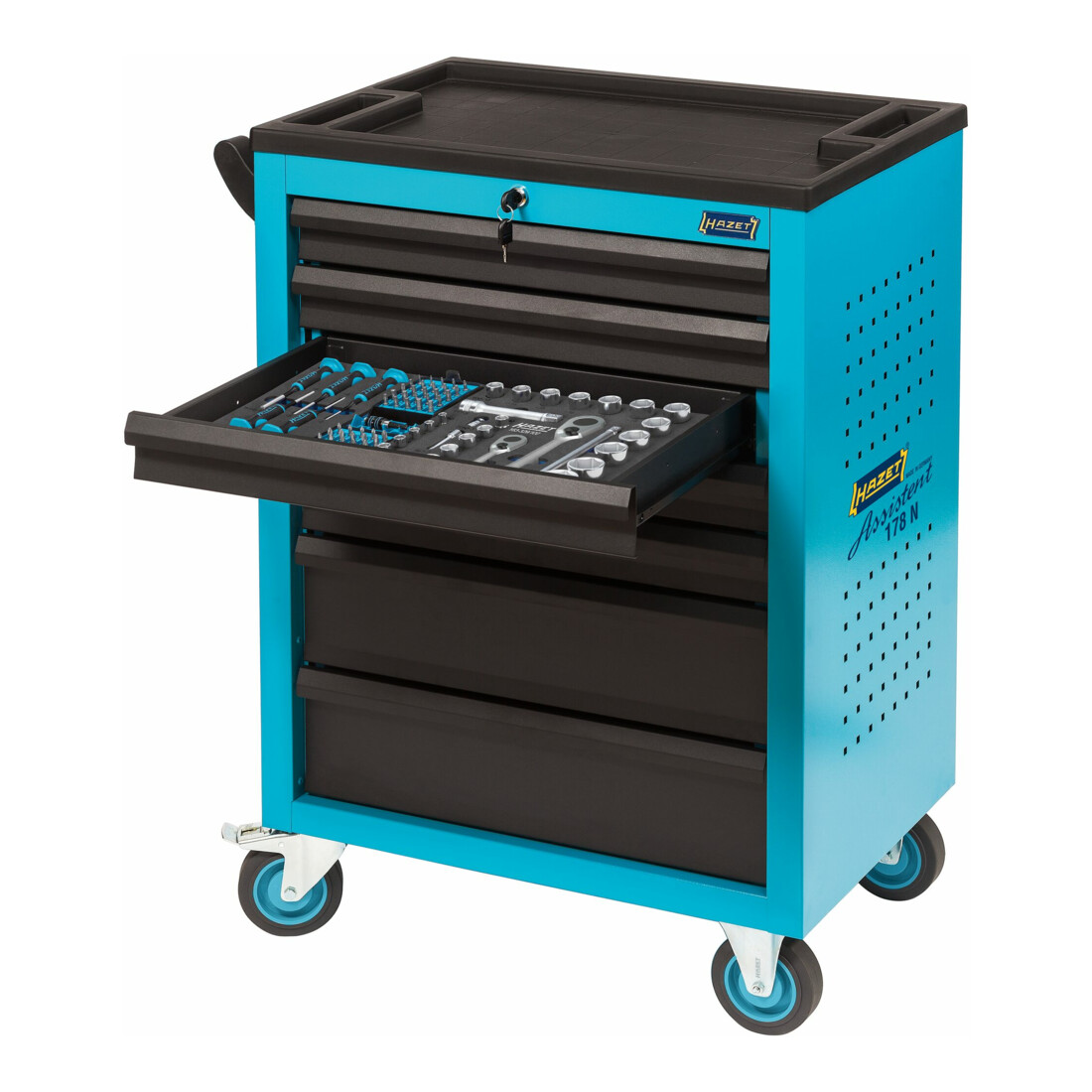 HAZET Carrello per officina Assistent 178N-7 cassetti piatti: 5x80x527x348mm cassetti alti: 2x165x527x348mm