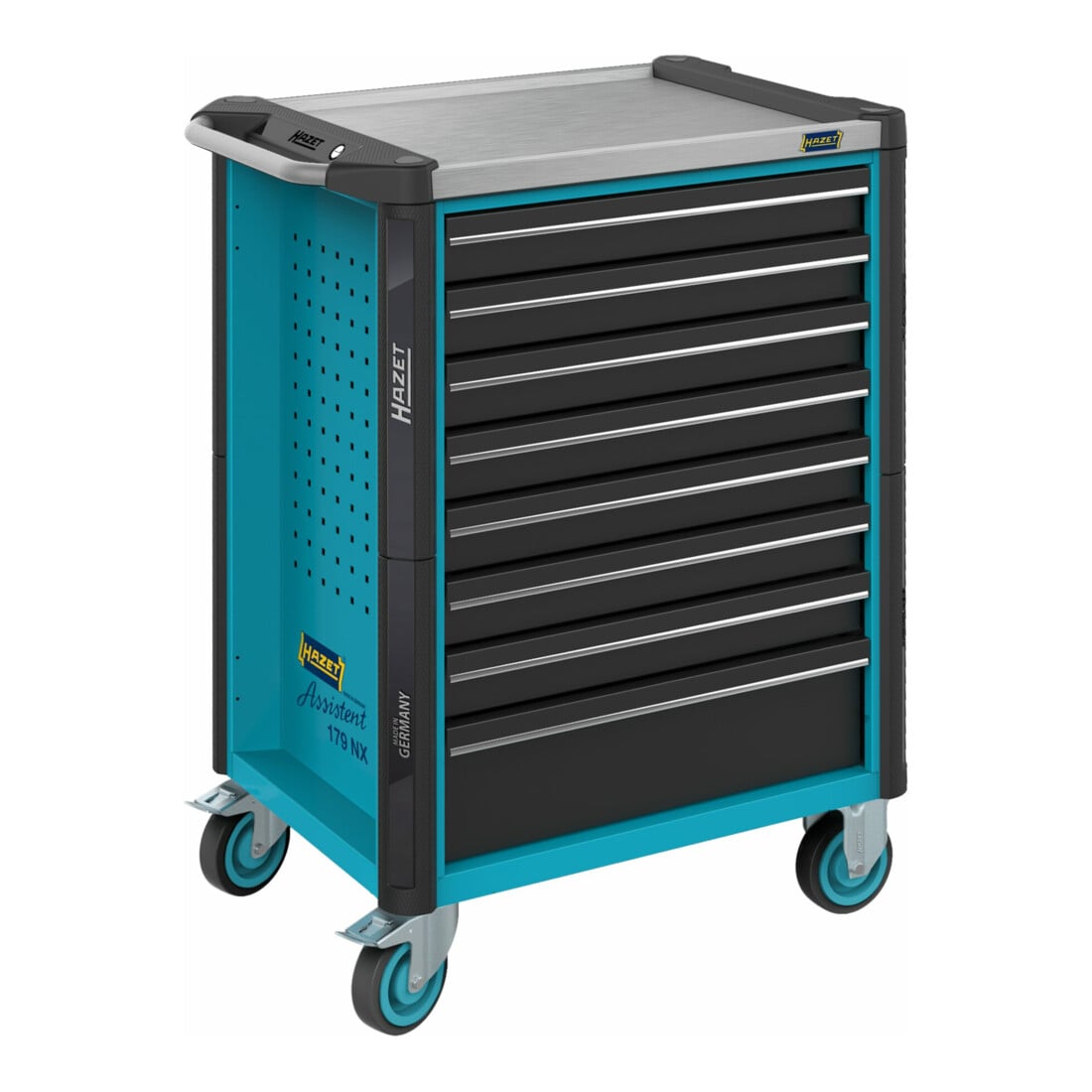 HAZET Carrello per officina Assistent 179NX-8, cassetti piani: 7x77x522x398mm, cassetti alti: 1x162x522x398mm