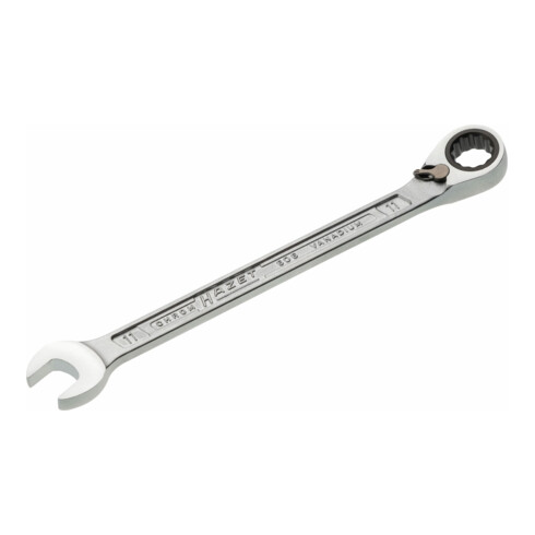 HAZET Chiave combinata a forchetta/ad anello con cricchetto 606-11, Profilo trazione doppio esagono esterno, 11mm
