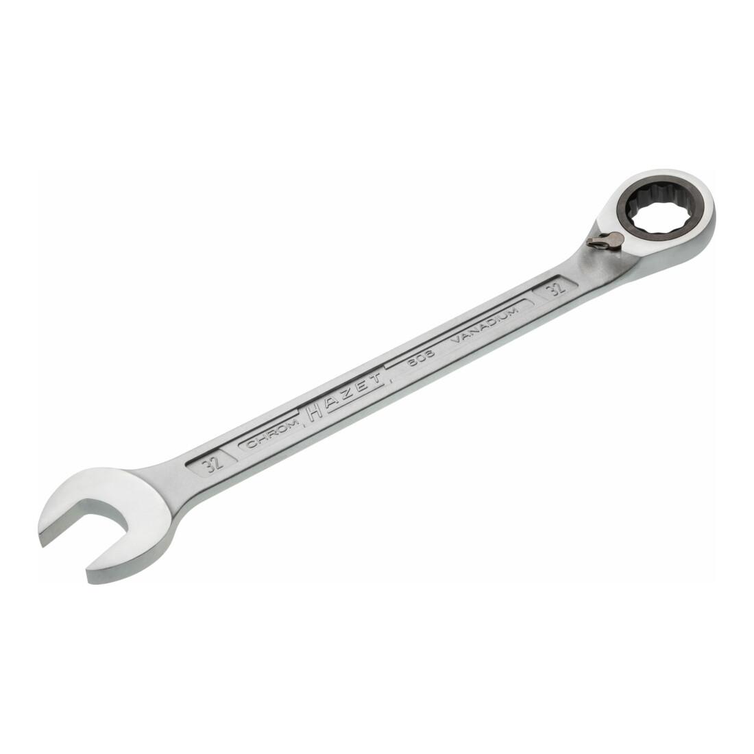 HAZET Chiave combinata a forchetta/ad anello con cricchetto 606-32, Profilo trazione doppio esagono esterno, 32mm