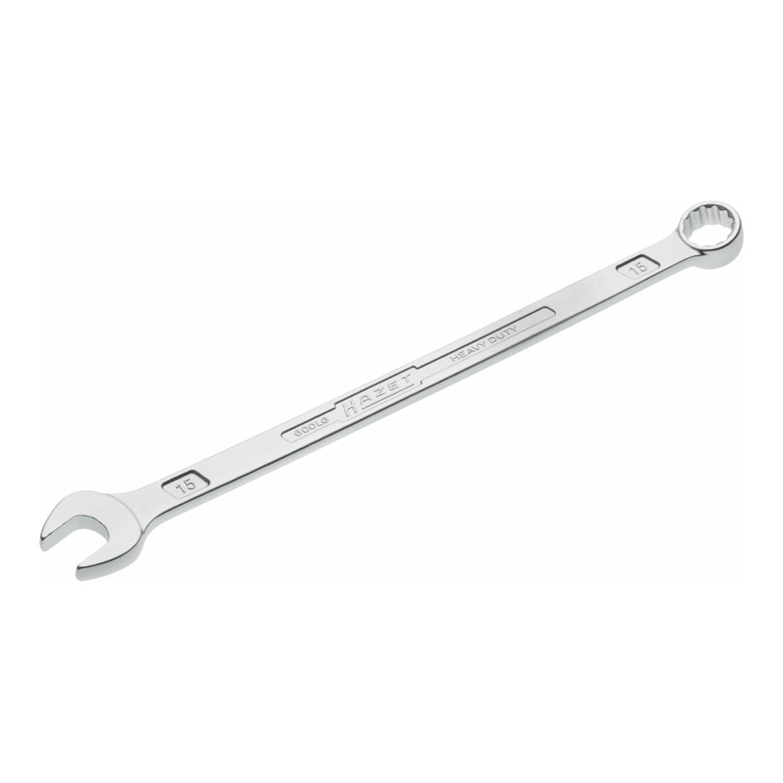 HAZET Chiave combinata a forchetta/ad anello, extra lunga, forma sottile 600LG-15, Profilo trazione doppio esagono esterno, 15mm
