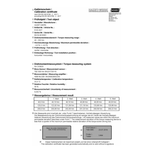 HAZET Chiave dinamometrica 5107-3CT, Nm min-max: 1 - 9 Nm, quadro pieno 6,3mm (1/4 pollice)