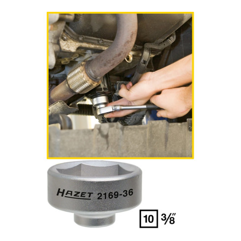 HAZET Chiavi per filtro olio 2169-36, Attacco quadro, cavo, 10mm (3/8"), Profilo esagonale esterno, 49.5mm
