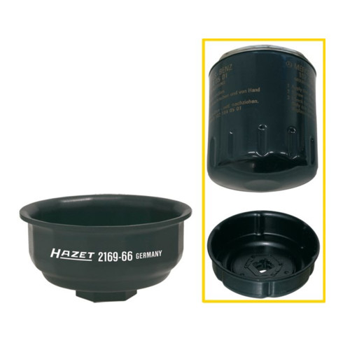 HAZET Chiavi per filtro olio 2169-66, Attacco quadro, cavo, 12,5mm (1/2"), Profilo scanalato, 76mm