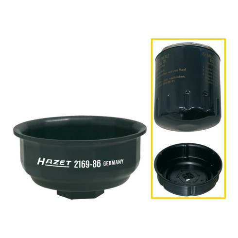 HAZET Chiavi per filtro olio 2169-86, Attacco quadro, cavo, 12,5mm (1/2"), Profilo scanalato, 97mm