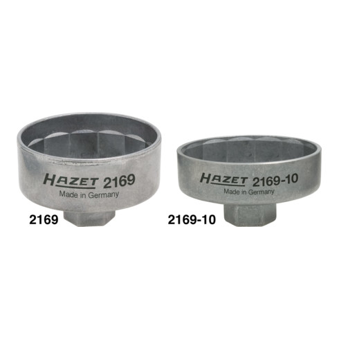 HAZET Chiavi per filtro olio 2169, Attacco quadro, cavo, 10mm (3/8"), Profilo attacco esterno a 14 lati, 82mm