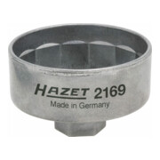 HAZET Chiavi per filtro olio 2169, Attacco quadro, cavo, 10mm (3/8"), Profilo attacco esterno a 14 lati, 82mm