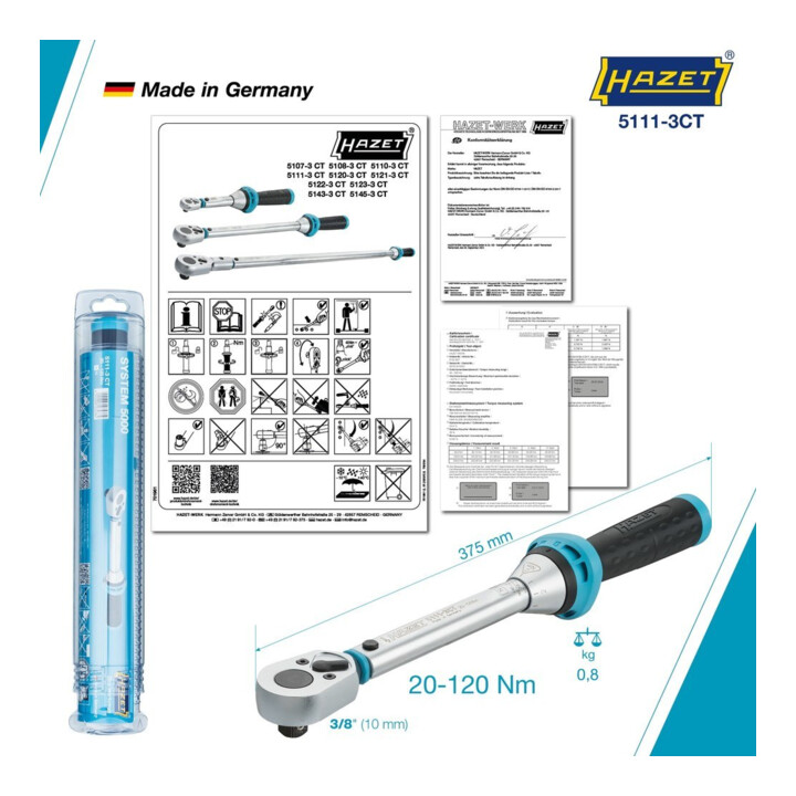 HAZET Clé dynamométrique 5111-3CTCAL 20-120 Nm 3/8"