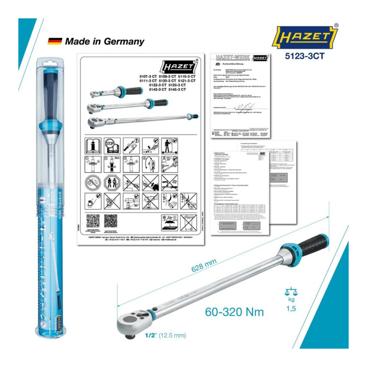 HAZET Clé dynamométrique 5123-3CTCAL 60-320 Nm 1/2"