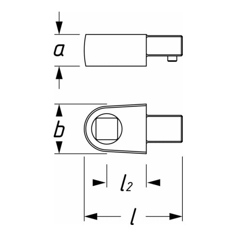 HAZET Doorsteekvierkant 6413-2 ∙ Vierkant massief 10 mm (3/8 inch) ∙ Vierkant massief 6,3 mm (1/4 inch)