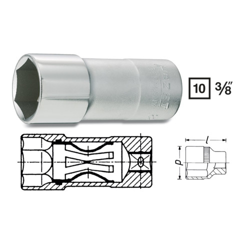 HAZET Bougiehouder 3/8" zeskantig