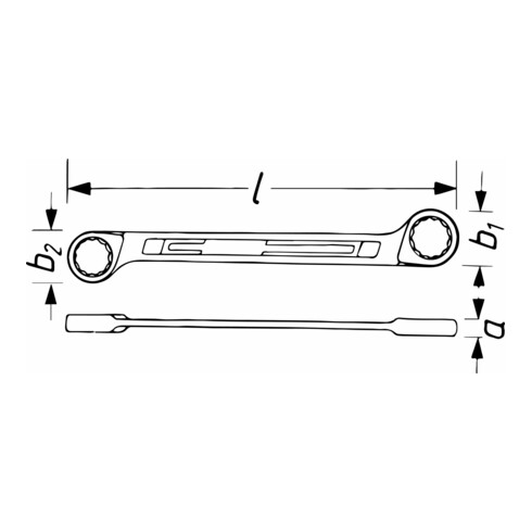 HAZET Doppel-Ringschlüssel 610N-24X26 Außen-Doppel-Sechskant-Tractionsprofil 24 x 26 mm