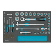 HAZET doppenset 163-57/56 vierkant hol 12,5 mm (1/2 inch), vierkant hol 6,3 mm (1/4 inch) binnenzeskant profiel, sleuf profiel, kruissleuf profiel PH, Pozidriv profiel PZ, buitenzeskant tractie
