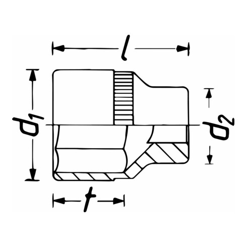HAZET dopsleutelbit 1/2" 12-kant lang