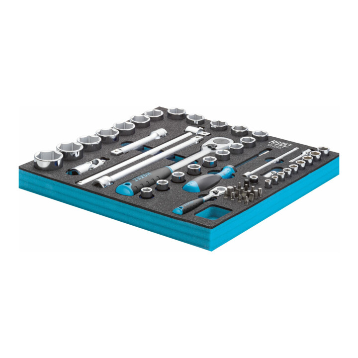 HAZET dopsleutel / schroevendraaierset 163-224/57 vierkant hol 12,5 mm (1/2 inch), vierkant hol 6,3 mm (1/4 inch), zeskant massief 6,3 (1/4 inch) Pozidriv profiel PZ, kruisuitsparingsprofiel PH, binnenzeskant