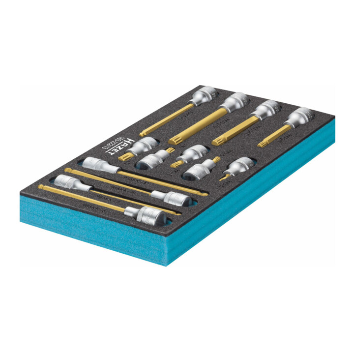 HAZET Dopsleutelbitset 163-222/13 ∙ Vierkant hol 12,5 mm (1/2 inch) ∙ Binnen-zeskant-profiel, Binnenveeltandprofiel XZN ∙ 5 – 10 ∙ M5 – M12 ∙ ∙ Aantal gereedschappen: 13