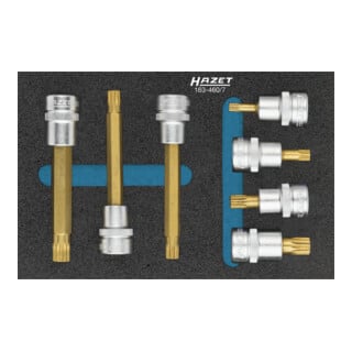 HAZET Dopsleutelbitset 163-460/7 ∙ Vierkant hol 10 mm (3/8 inch) ∙ Binnenveeltandprofiel XZN ∙ M5 – M10 ∙ Aantal gereedschappen: 7