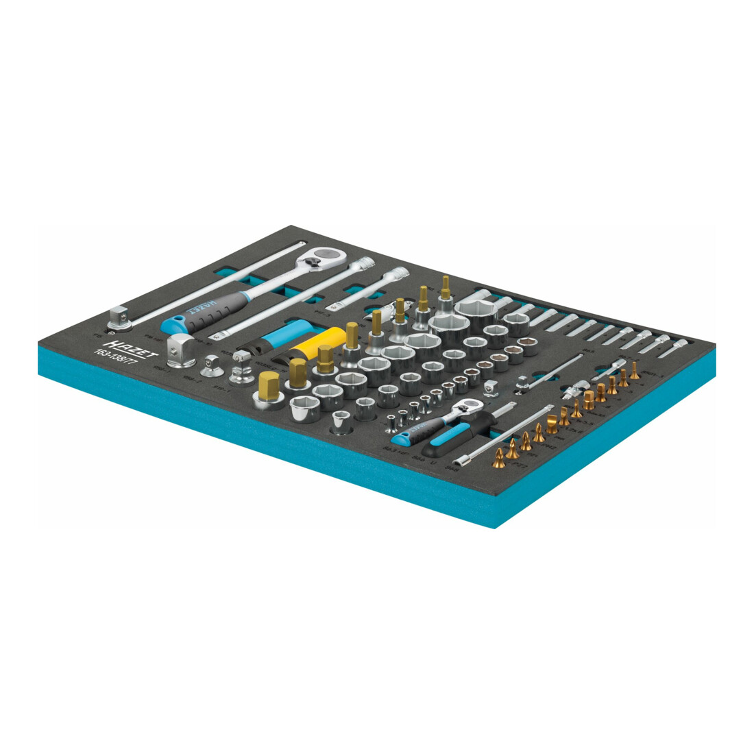 HAZET dopsleutelset 163-138/77 vierkant hol 12,5 mm (1/2 inch), vierkant hol 6,3 mm (1/4 inch) buitenzeskantprofiel, binnenzeskantprofiel, binnen TX-profiel, kruisgleufprofiel PH, Pozidri