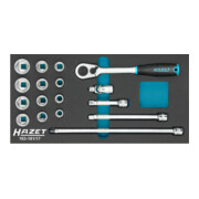 HAZET dopsleutelset 163-181/17 vierkant hol 10 mm (3/8 inch) uitwendig zeskantig tractieprofiel Aantal gereedschappen: 17