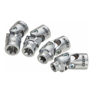HAZET Dopsleutelset ∙ TX 880G-E/4 ∙ Vierkant hol 10 mm (3/8 inch) ∙ Buiten-TX-profiel ∙ E8 – E14 ∙ Aantal gereedschappen: 4