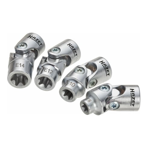 HAZET Dopsleutelset ∙ TX 880G-E/4 ∙ Vierkant hol 10 mm (3/8 inch) ∙ Buiten-TX-profiel ∙ E8 – E14 ∙ Aantal gereedschappen: 4
