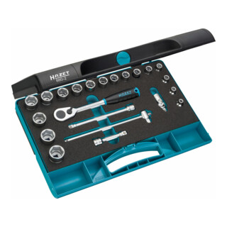 HAZET dopsleutelset 880-2 vierkant hol 10 mm (3/8 inch) buitenzeskant tractieprofiel Aantal gereedschappen: 22