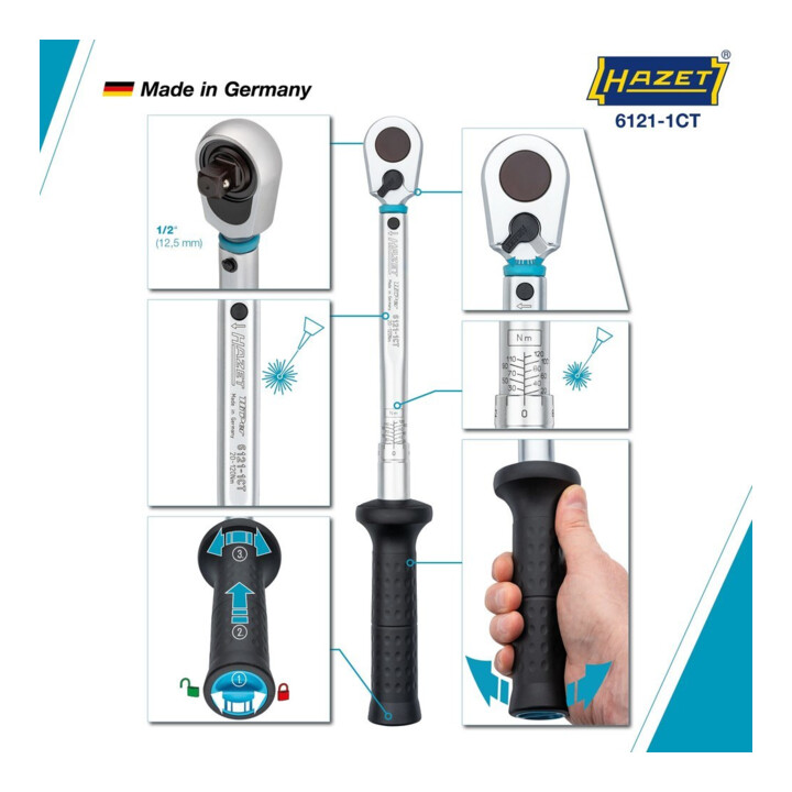 HAZET Drehmomentschlüssel 6121-1CTCAL 20-120Nm 1/2"
