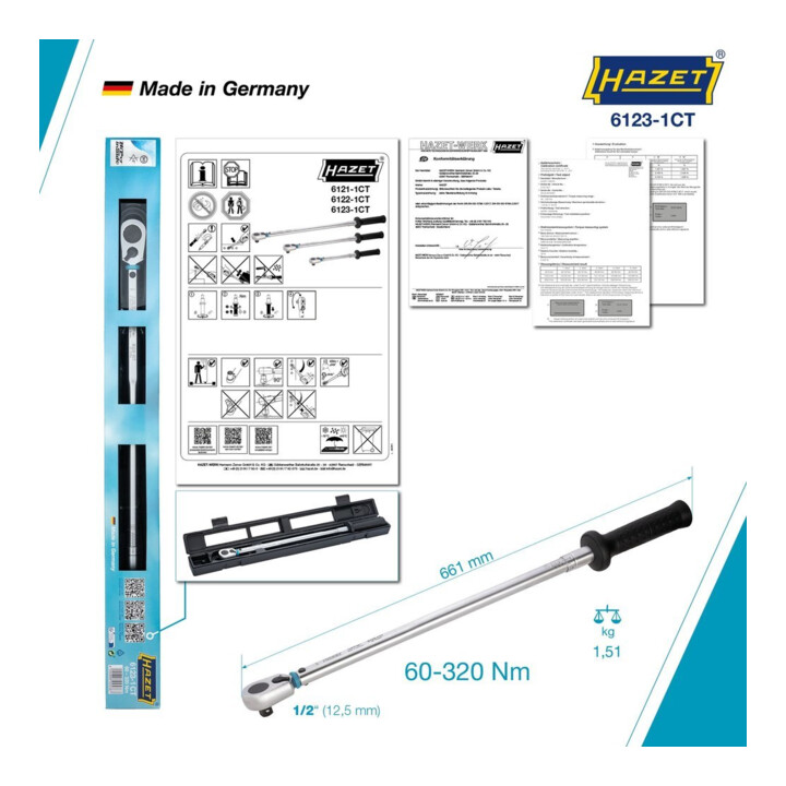 HAZET Drehmomentschlüssel 6123-1CTCAL 60-320Nm 1/2"