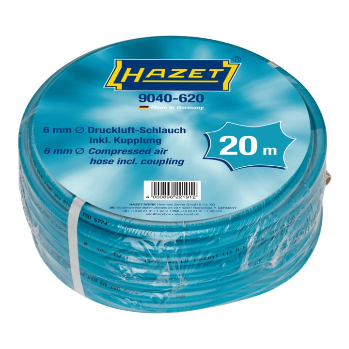 HAZET Druckluftschlauch mit Schnellkupplung und Anschlussnippel 9040-620