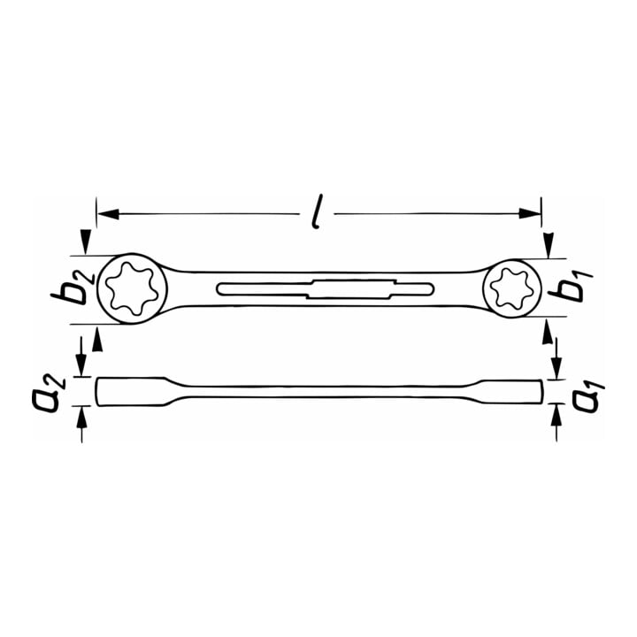 HAZET Dubbele ringsleutel TX 609-E10XE12 ∙ Buiten-TX-profiel ∙ E10, E12