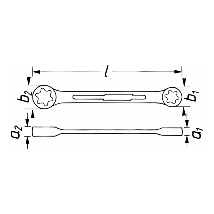 HAZET Dubbele ringsleutel TX 609-E6XE8 ∙ Buiten-TX-profiel ∙ E6, E8