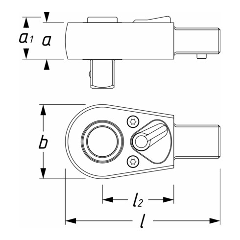HAZET Einsteck-Umschaltknarre 6401-1S Einsteck-Vierkant 9 x 12 mm Vierkant massiv 6,3 mm (1/4 Zoll)