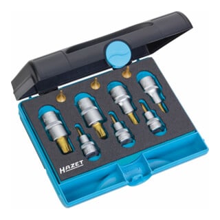 HAZET Gereedschapset ∙ TX 1557/10 ∙ Vierkant hol 6,3 mm (1/4 inch), Vierkant hol 10 mm (3/8 inch), Vierkant hol 12,5 mm (1/2 inch) ∙ Binnen-TX-profiel ∙ T8 ∙ T10 ∙ T15 ∙ T20 ∙ T25 ∙ T30 ∙ T40 ∙ T50 ∙ T55 ∙ T60 ∙ Aantal gereedschappen: 10