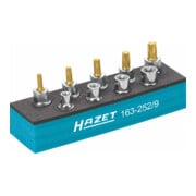 HAZET Gereedschapset ∙ TX 163-252/9 ∙ Vierkant hol 10 mm (3/8 inch) ∙ Buiten-TX-profiel, Binnen-TX-profiel ∙ E8 – E14 ∙ T25 – T50 ∙ Aantal gereedschappen: 9-3