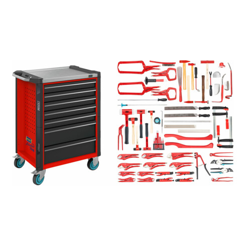 HAZET Gereedschapwagen Assistent 179NX-7/65ALU ∙ Laden, ondiep: 5 x 81 x 522 x 398 mm ∙ Laden, diep: 2 x 166 x 522 x 398 mm ∙ Aantal gereedschappen: 65