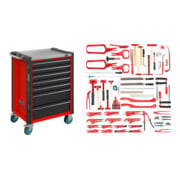 HAZET Gereedschapwagen Assistent 179NX-7/65ALU ∙ Laden, ondiep: 5 x 81 x 522 x 398 mm ∙ Laden, diep: 2 x 166 x 522 x 398 mm ∙ Aantal gereedschappen: 65-1