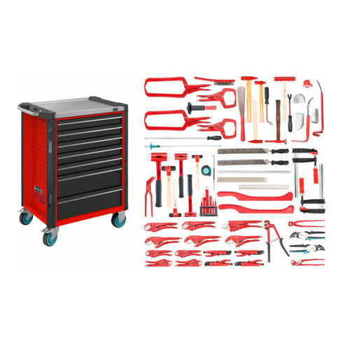 HAZET Gereedschapwagen Assistent 179NX-7/65ALU ∙ Laden, ondiep: 5 x 81 x 522 x 398 mm ∙ Laden, diep: 2 x 166 x 522 x 398 mm ∙ Aantal gereedschappen: 65