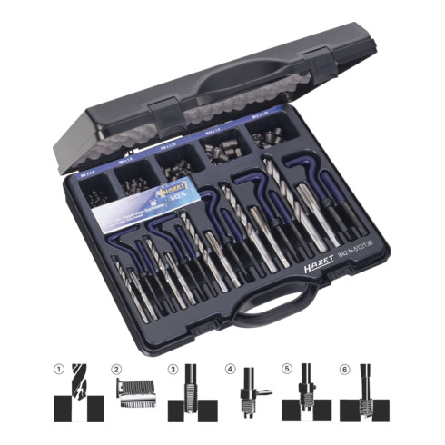 HAZET Gewinde-Reparatur-Sortiment 842N-512/130 Anzahl Werkzeuge: 130