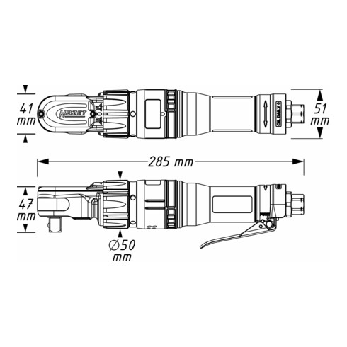 HAZET heavy duty ratelschroevendraaier 9022-360 vierkant massief 12,5 mm (1/2 inch)