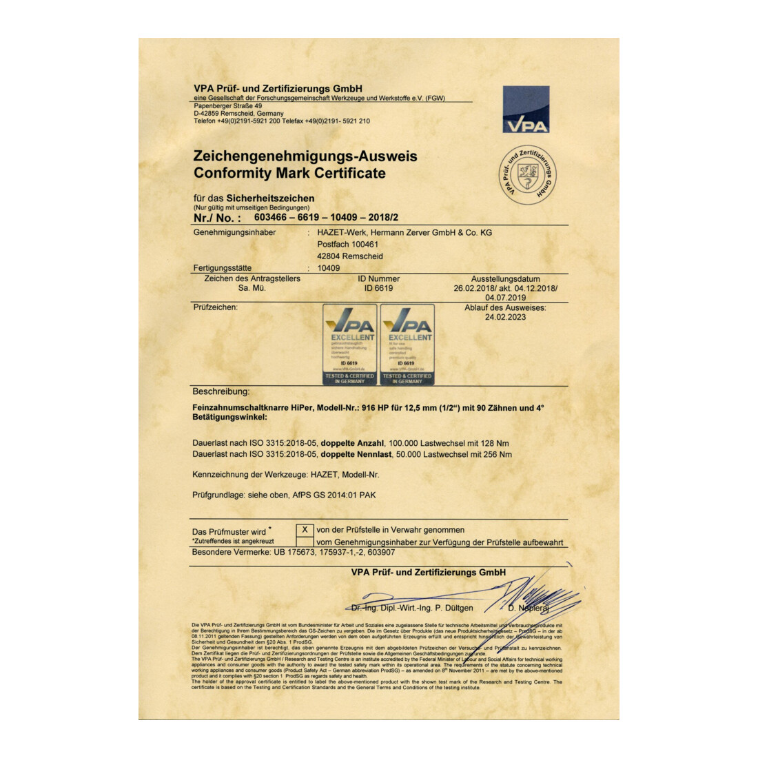 HAZET HiPer Feinzahn-Umschaltknarre 916HP Vierkant massiv 12,5 mm (1/2 Zoll)