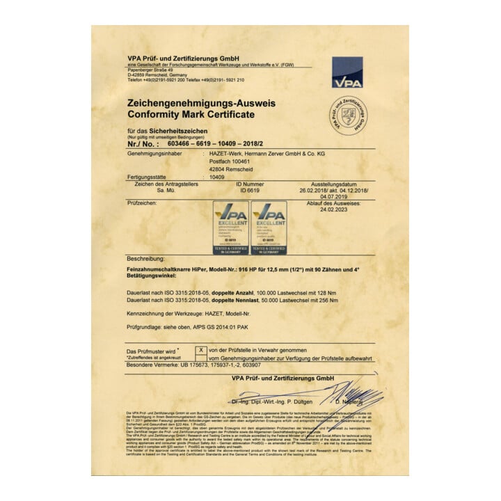 HAZET HiPer Feinzahn-Umschaltknarre 916HP Vierkant massiv 12,5 mm (1/2 Zoll)
